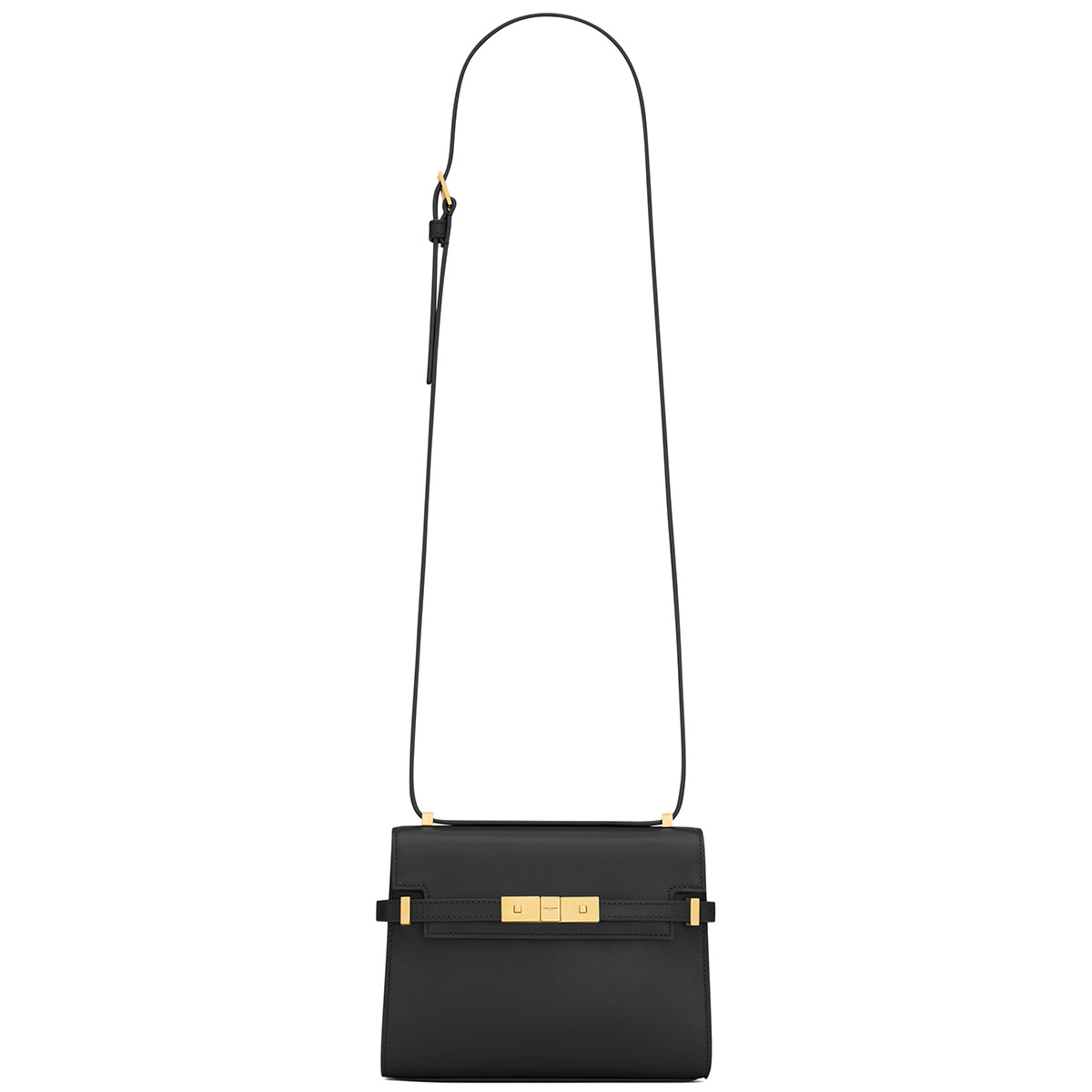 Saint Laurent Manhattan Mini Shoulder Bag In Leather - Black & Gold