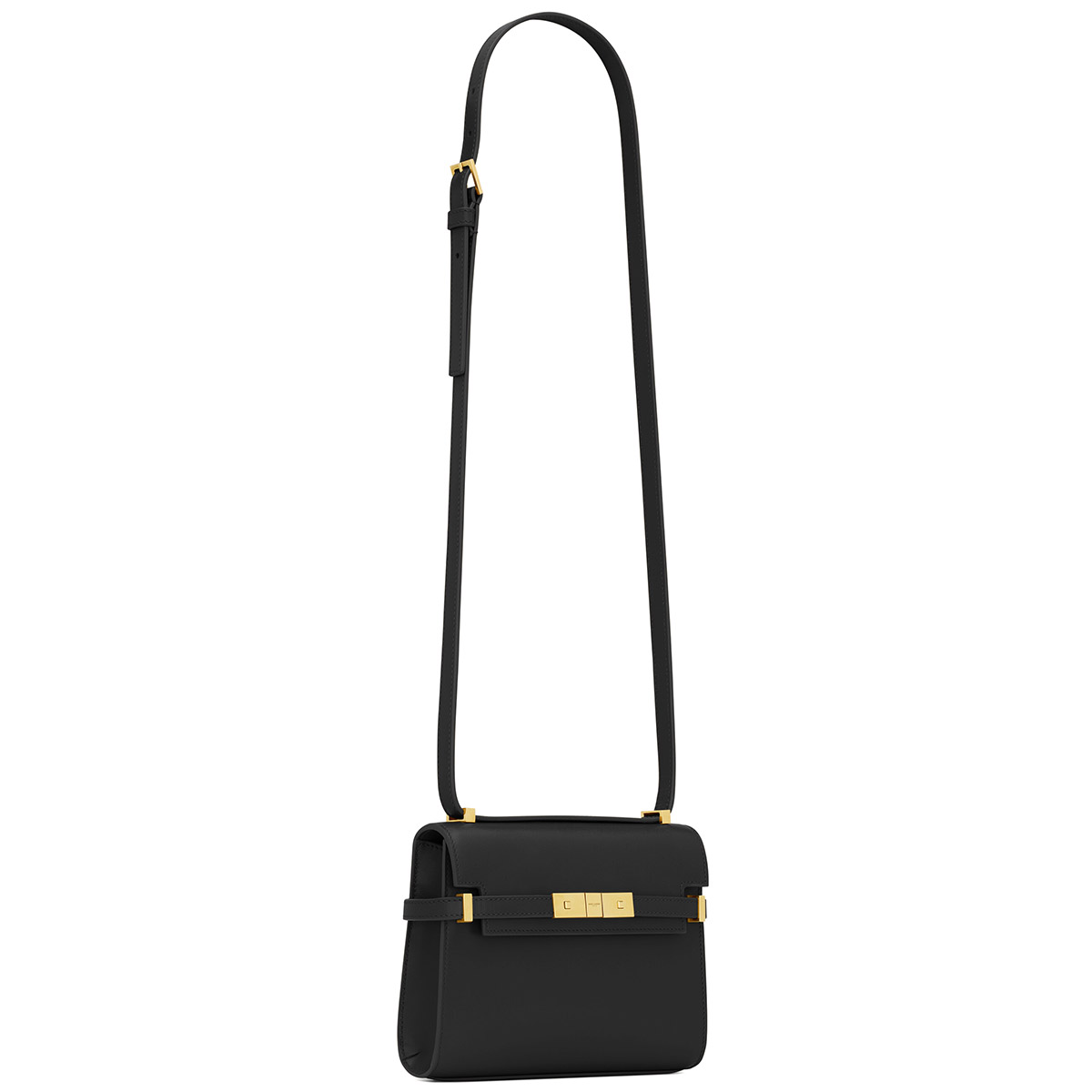 Saint Laurent Manhattan Mini Shoulder Bag In Leather - Black & Gold