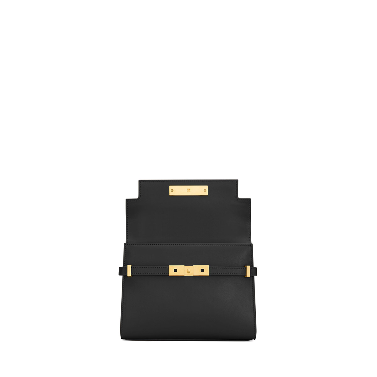 Saint Laurent Manhattan Mini Shoulder Bag In Leather - Black & Gold