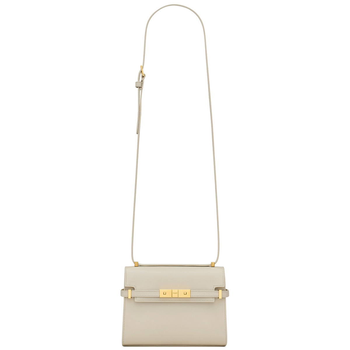 Saint Laurent Manhattan Mini Shoulder Bag In Leather - White & Gold