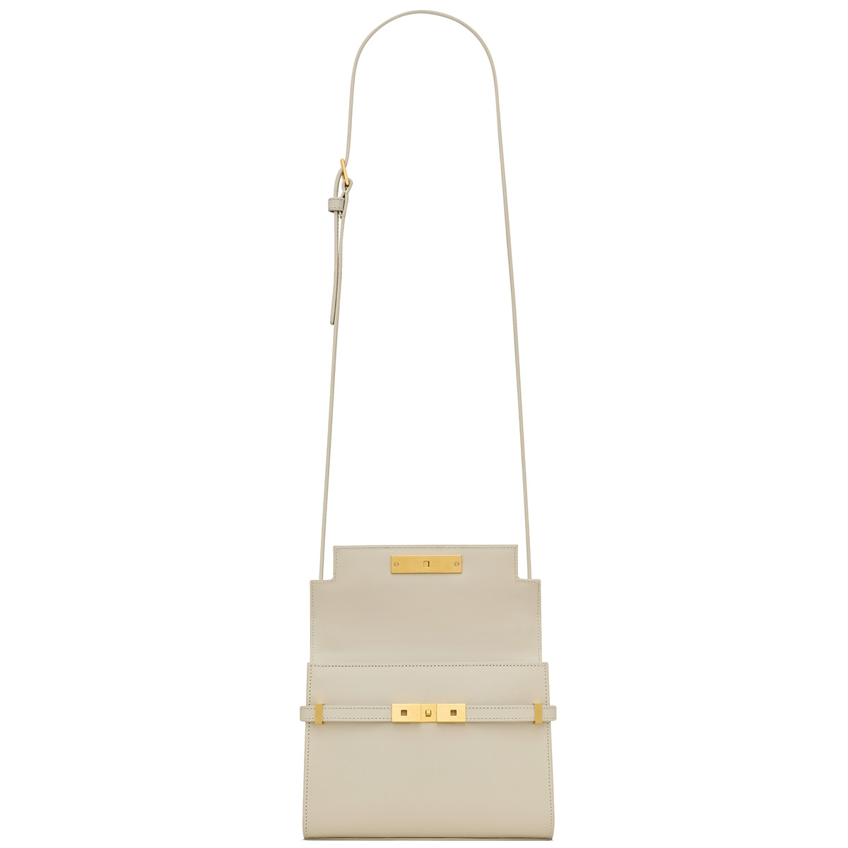 Saint Laurent Manhattan Mini Shoulder Bag In Leather - White & Gold