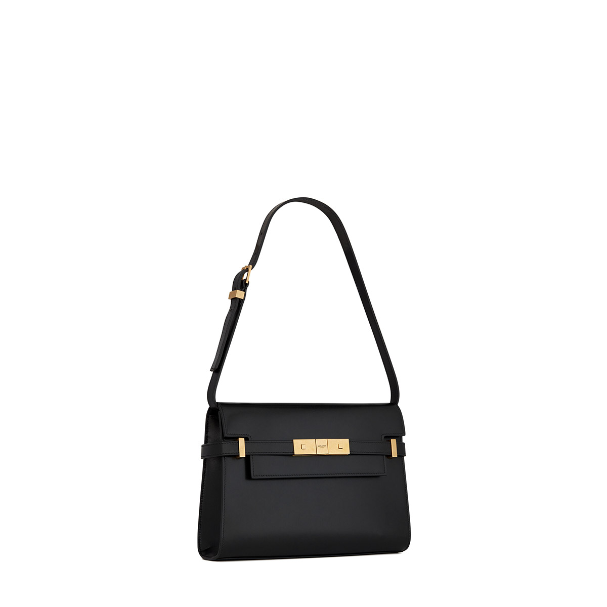 Saint Laurent Manhattan Small Shoulder Bag In Leather - Black & Gold