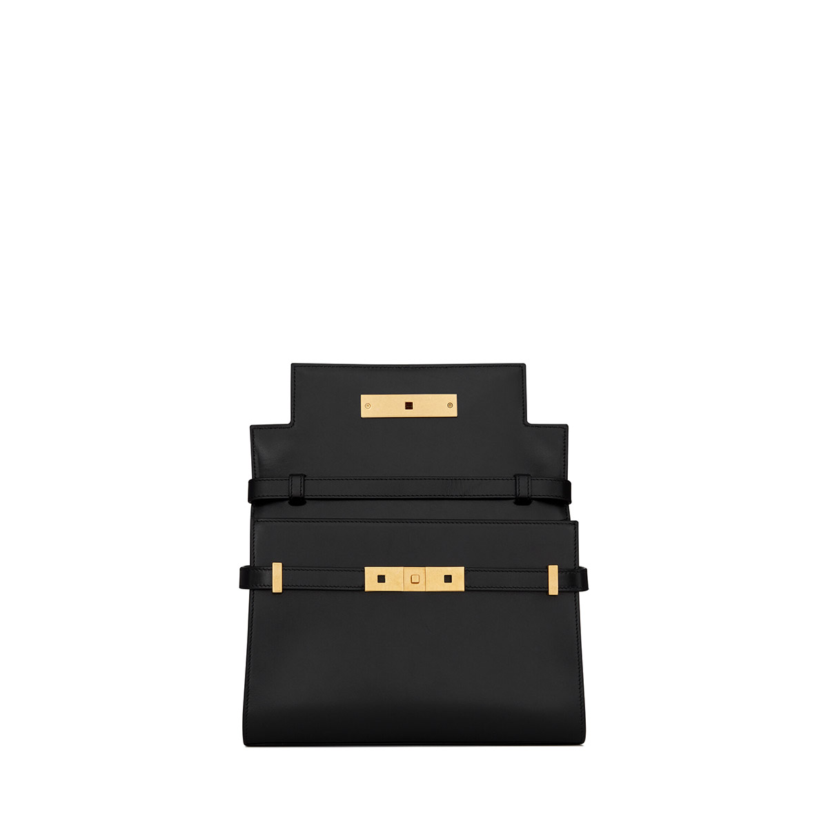 Saint Laurent Manhattan Small Shoulder Bag In Leather - Black & Gold