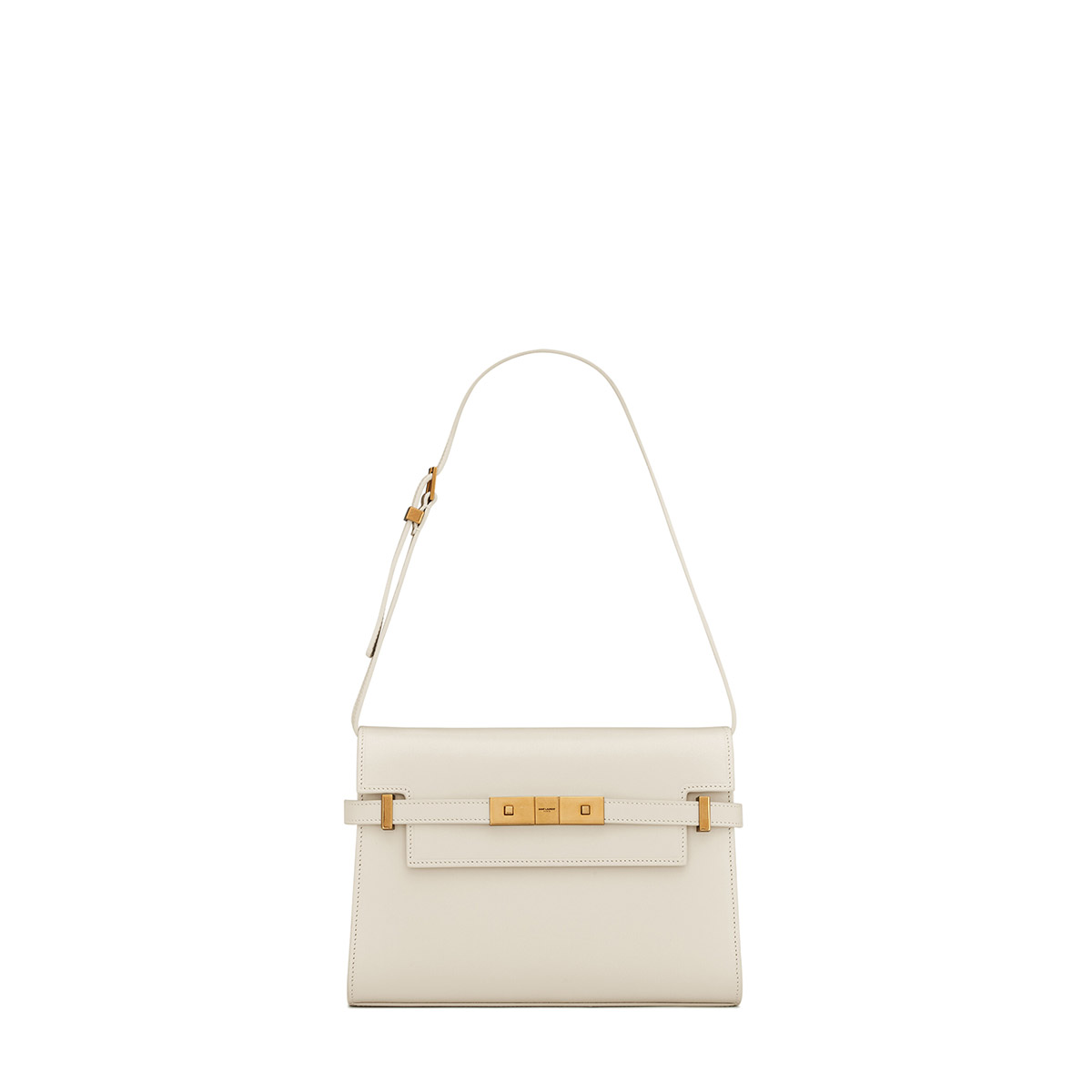 Saint Laurent Manhattan Small Shoulder Bag In Leather - White & Gold