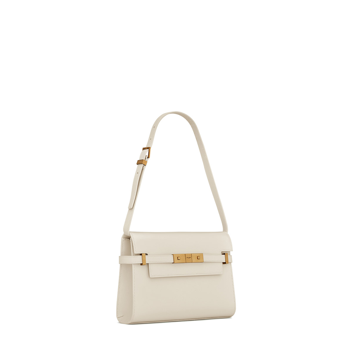 Saint Laurent Manhattan Small Shoulder Bag In Leather - White & Gold