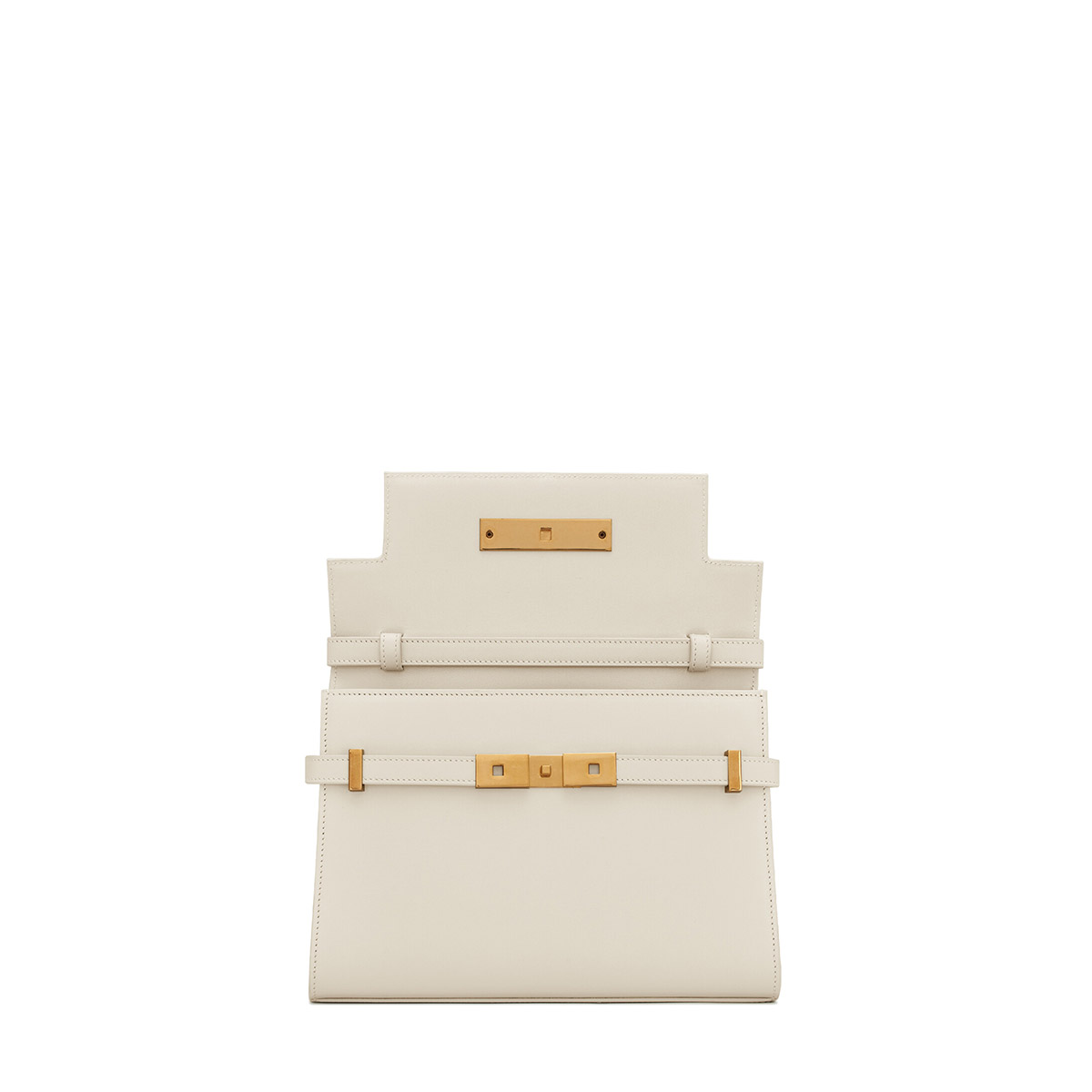 Saint Laurent Manhattan Small Shoulder Bag In Leather - White & Gold