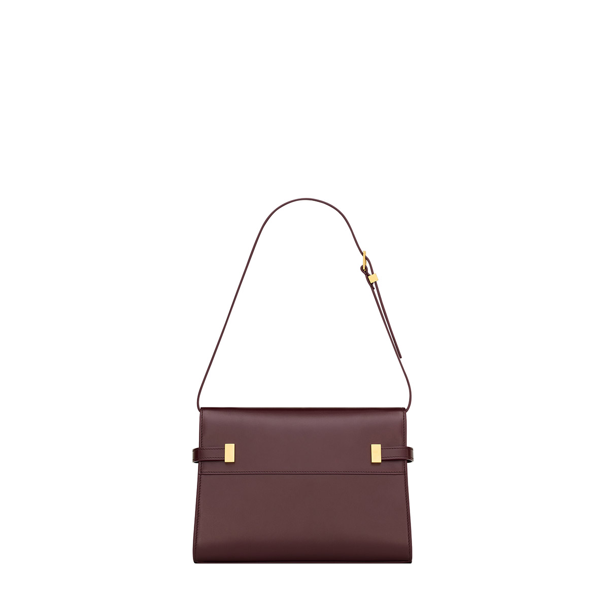 Saint Laurent Manhattan Small Shoulder Bag In Leather - Rouge Cabernet & Gold