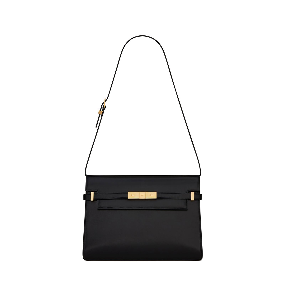 Saint Laurent Manhattan Medium Shoulder Bag In Leather - Black & Gold