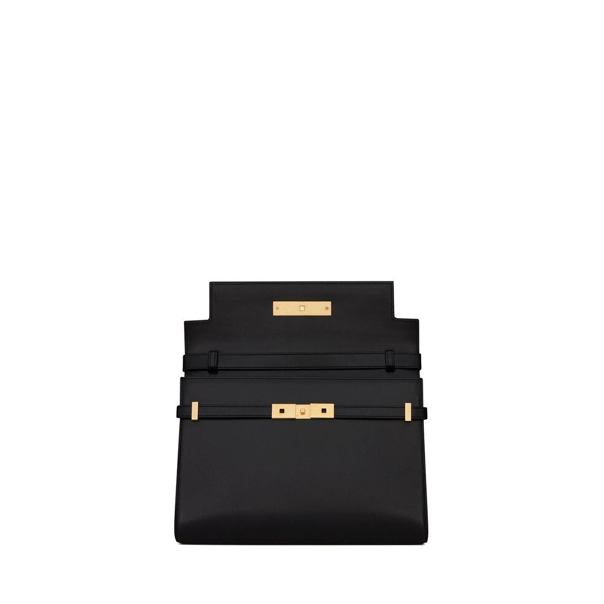 Saint Laurent Manhattan Medium Shoulder Bag In Leather - Black & Gold