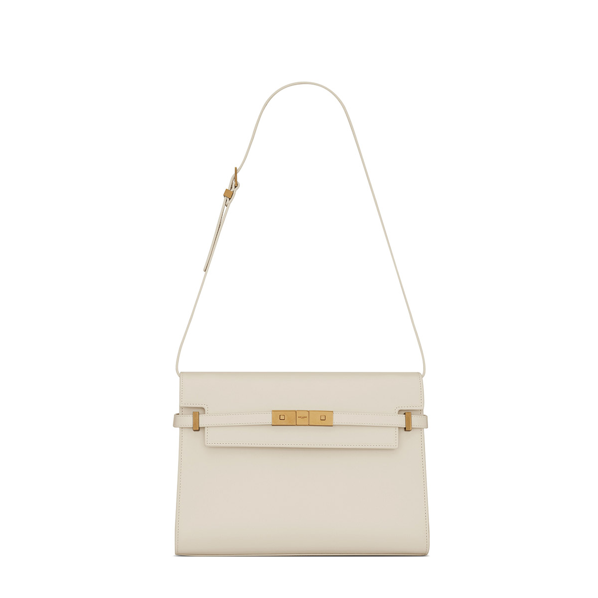 Saint Laurent Manhattan Medium Shoulder Bag In Leather - White & Gold