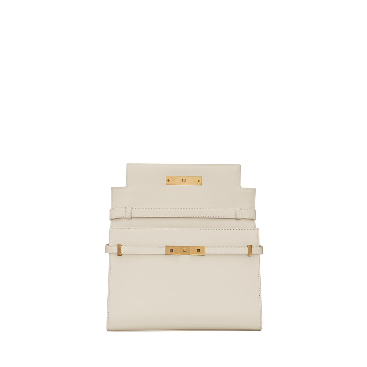 Saint Laurent Manhattan Medium Shoulder Bag In Leather - White & Gold