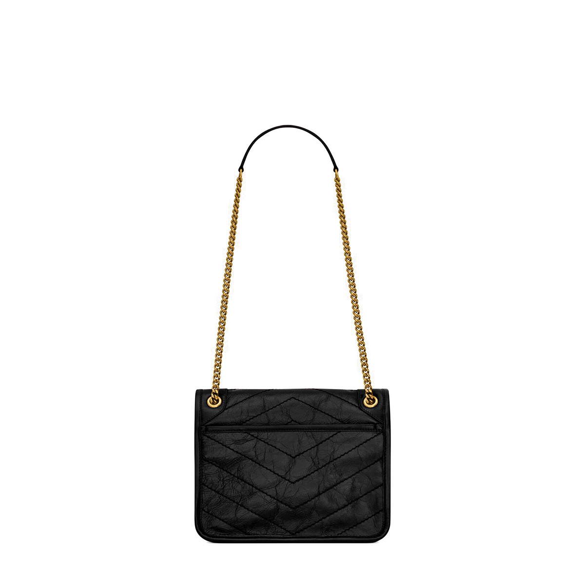 Saint Laurent Niki Baby Shoulder Bag In Vintage Leather - Black & Gold