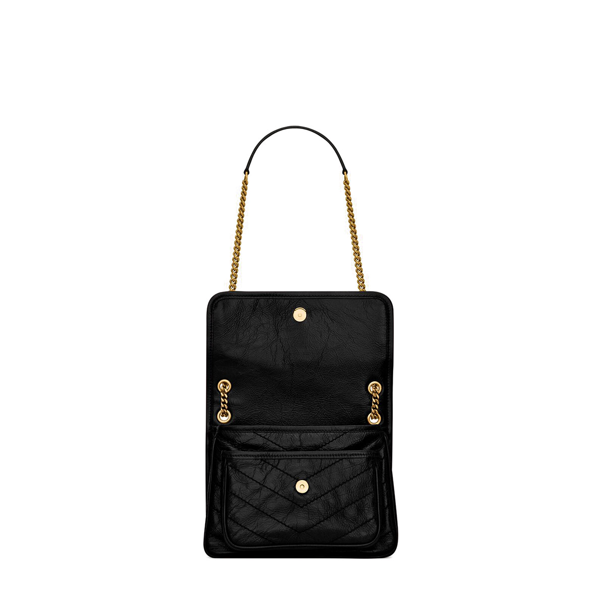 Saint Laurent Niki Baby Shoulder Bag In Vintage Leather - Black & Gold