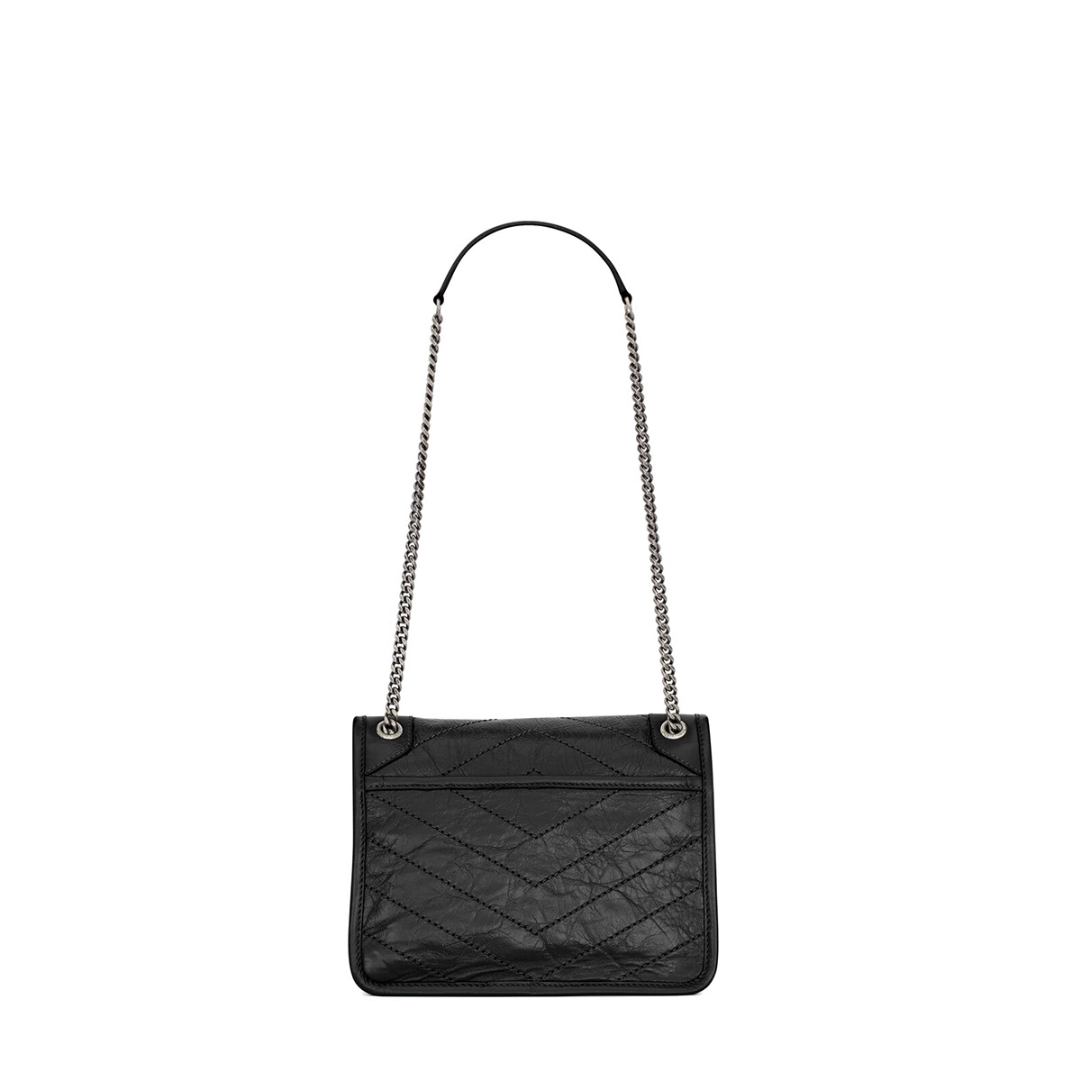 Saint Laurent Niki Baby Shoulder Bag In Vintage Leather - Black & Silver