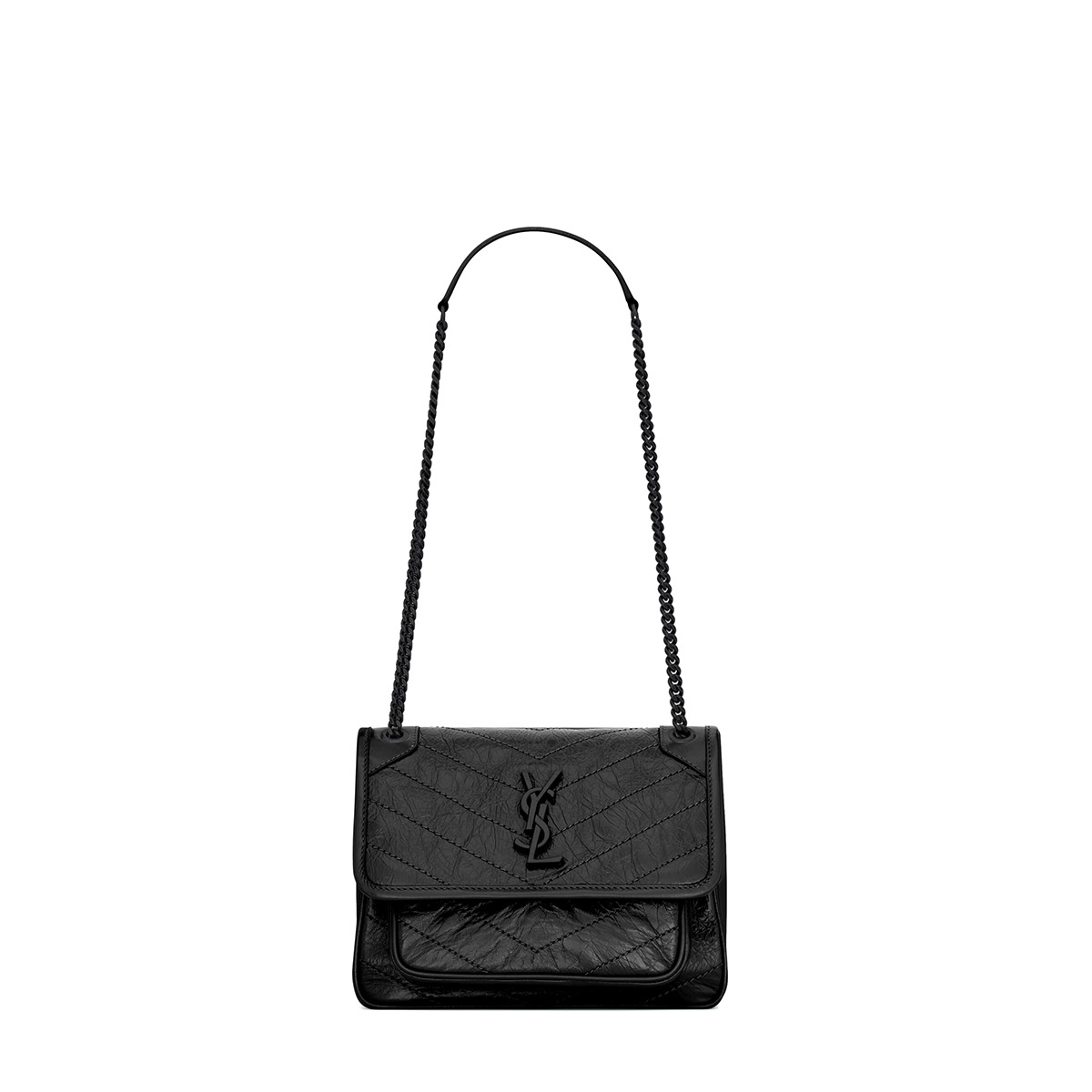 Saint Laurent Niki Baby Shoulder Bag In Vintage Leather - So Black