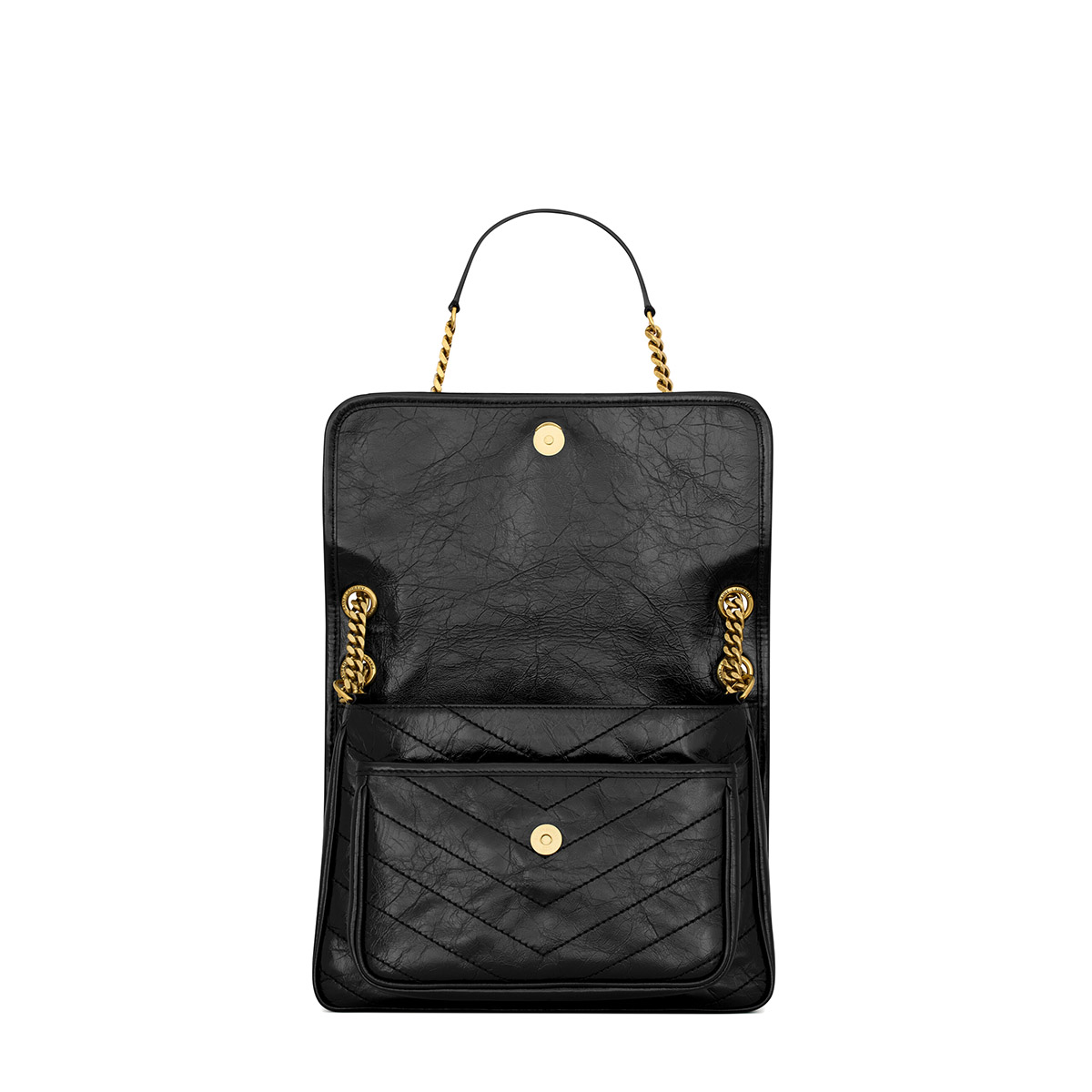 Saint Laurent Niki Medium Shoulder Bag In Vintage Leather - Black & Gold