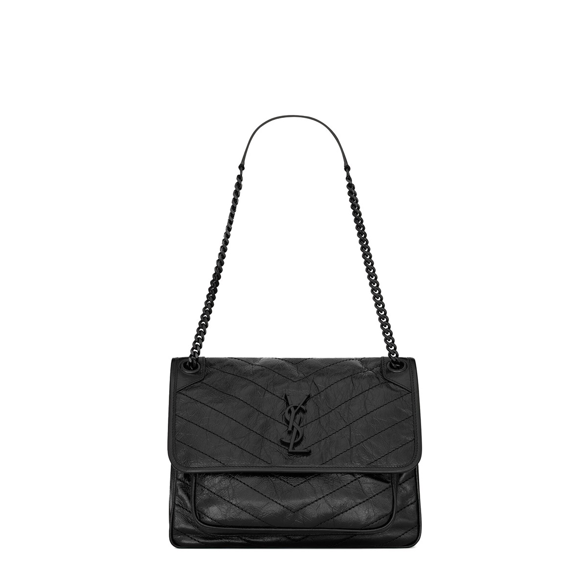 Saint Laurent Niki Medium Shoulder Bag In Vintage Leather - So Black