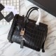 Saint Laurent SAC DE JOUR Nano Handbag In Crocodile-embossed Leather - Black 