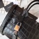 Saint Laurent SAC DE JOUR Nano Handbag In Crocodile-embossed Leather - Black 