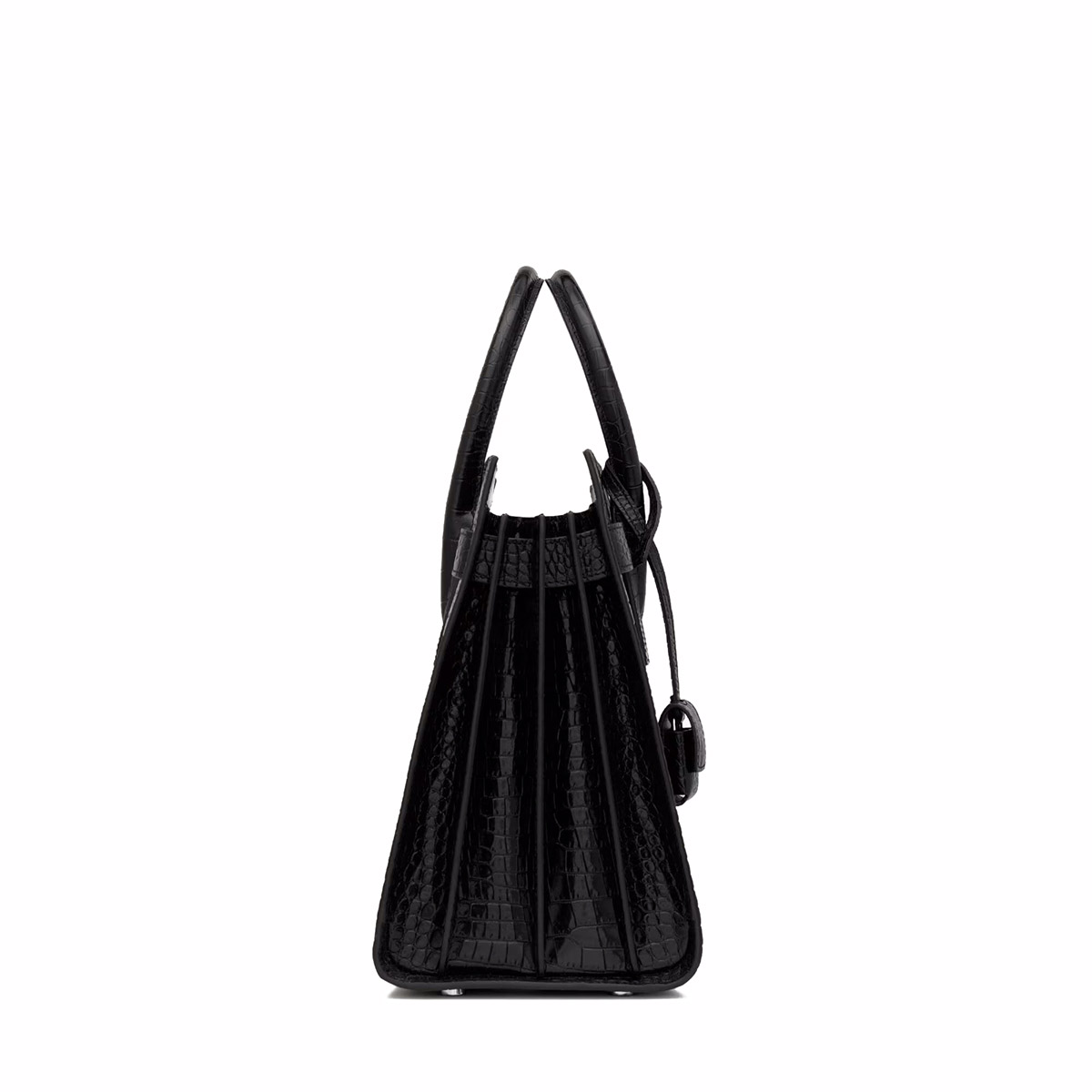 Saint Laurent SAC DE JOUR Small Handbag In Crocodile-embossed Leather - Black 