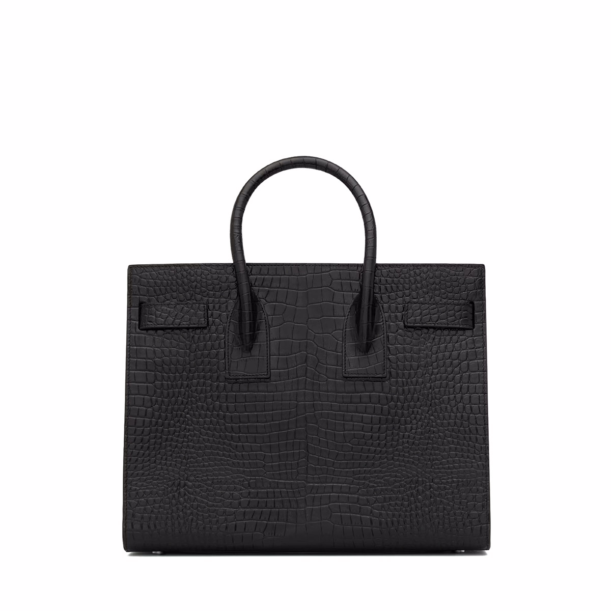 Saint Laurent SAC DE JOUR Small Handbag In Crocodile-embossed Leather - Black 