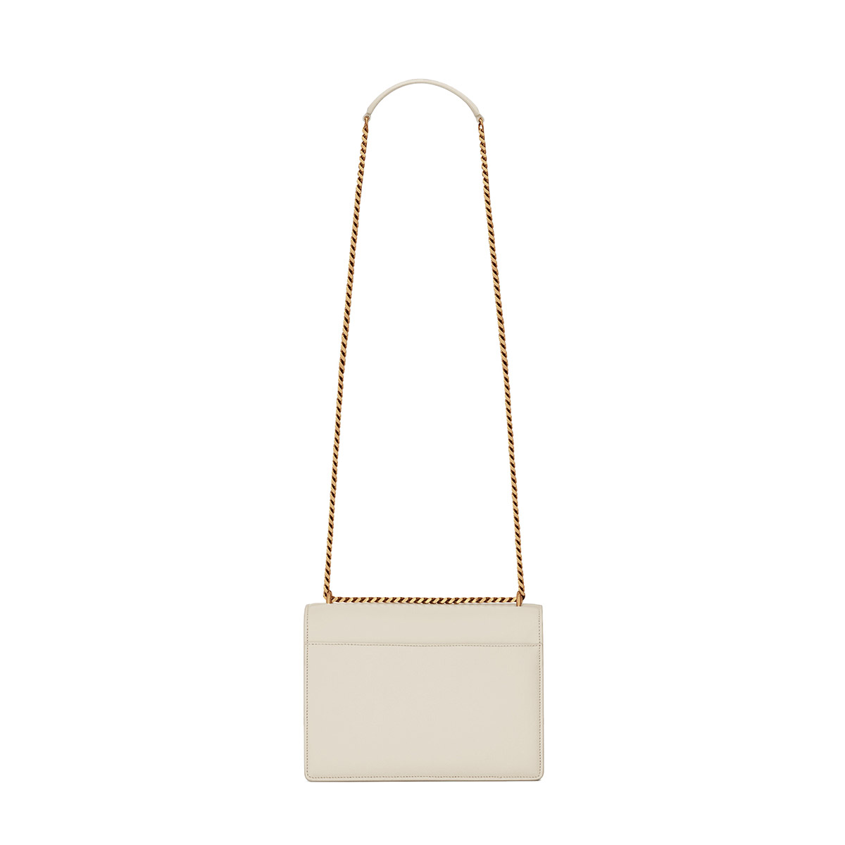 Saint Laurent Sunset Medium Shoulder Bag In Leather - White & Gold