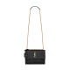 Saint Laurent Sunset Medium Shoulder Bag In Crocodile-embossed Leather - Black & Gold