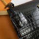 Saint Laurent Sunset Medium Shoulder Bag In Crocodile-embossed Leather - Black & Gold